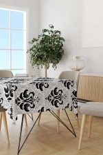 Siyah Beyaz Etnik Damask Desenli Masaörtüsü CGH344-MS - Görsel 2