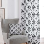 Gri Damask Desenli Dijital Baskılı Perde CGH344-PR