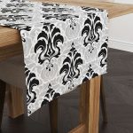 Siyah Beyaz Etnik Damask Desenli Runner - CGH344-RN