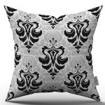 Siyah Beyaz Etnik Damask Desenli Kırlent Yastık Kılıfı - CGH344