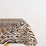 Kahverengi Beyaz Leopar ve Zebra Desenli Dijital Baskılı Masaörtüsü CGH346-MS