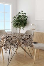 Kahverengi Beyaz Leopar ve Zebra Desenli Dijital Baskılı Masaörtüsü CGH346-MS - Görsel 2