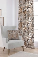 Kahverengi Beyaz Leopar ve Zebra Desenli Dijital Baskılı Perde CGH346-PR