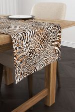 Kahverengi Beyaz Leopar ve Zebra Desenli Dijital Baskı Runner - CGH346-RN - Görsel 2