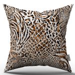 Kahverengi Beyaz Leopar ve Zebra Desenli Dijital Baskı Kırlent Yastık Kılıfı - CGH346