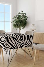Siyah Bej Zebra Desenli Dijital Baskılı Masaörtüsü CGH348-MS - Görsel 2