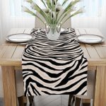Siyah Bej Zebra Desenli Dijital Baskı Runner - CGH348-RN