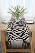 Siyah Bej Zebra Desenli Dijital Baskı Runner - CGH348-RN