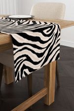 Siyah Bej Zebra Desenli Dijital Baskı Runner - CGH348-RN - Görsel 2