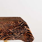 Kahverengi Turuncu Zebra Leopar Desenli Dijital Baskılı Masaörtüsü CGH350-MS