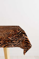 Kahverengi Turuncu Zebra Leopar Desenli Dijital Baskılı Masaörtüsü CGH350-MS
