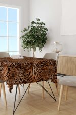Kahverengi Turuncu Zebra Leopar Desenli Dijital Baskılı Masaörtüsü CGH350-MS - Görsel 2