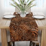 Kahverengi Turuncu Zebra Leopar Desenli Dijital Baskı Runner - CGH350-RN