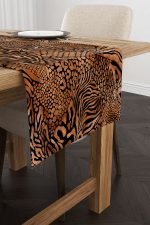 Kahverengi Turuncu Zebra Leopar Desenli Dijital Baskı Runner - CGH350-RN - Görsel 2