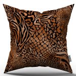 Kahverengi Turuncu Zebra Leopar Desenli Dijital Baskı Kırlent Yastık Kılıfı - CGH350