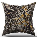 Kahverengi Sarı Zebra Desenli Dijital Baskı Kırlent Yastık Kılıfı - CGH352