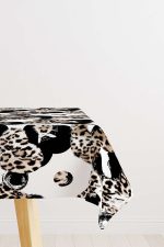 Kahverengi Beyaz Leopar Desenli Dijital Baskılı Masaörtüsü CGH353-MS