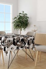Kahverengi Beyaz Leopar Desenli Dijital Baskılı Masaörtüsü CGH353-MS - Görsel 2