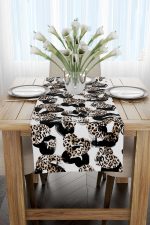 Kahverengi Beyaz Leopar Desenli Dijital Baskı Runner - CGH353-RN