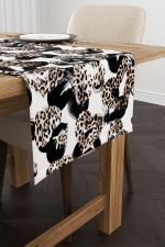 Kahverengi Beyaz Leopar Desenli Dijital Baskı Runner - CGH353-RN - Görsel 2