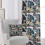 Kahverengi Mavi Modern Leopar Desenli Dijital Baskılı Perde CGH354-PR