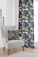 Kahverengi Mavi Modern Leopar Desenli Dijital Baskılı Perde CGH354-PR
