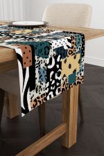 Kahverengi Mavi Modern Leopar Desenli Dijital Baskı Runner - CGH354-RN - Görsel 2