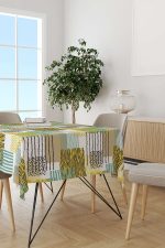 Sarı Mavi Modern Leopar Desenli Dijital Baskılı Masaörtüsü CGH356-MS - Görsel 2