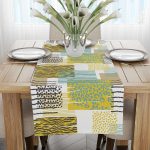 Sarı Mavi Modern Leopar Desenli Dijital Baskı Runner - CGH356-RN