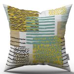 Sarı Mavi Modern Leopar Desenli Dijital Baskı Kırlent Yastık Kılıfı - CGH356