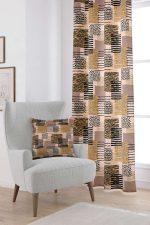 Kahverengi Siyah Modern Leopar Desenli Dijital Baskılı Perde CGH358-PR