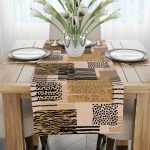 Kahverengi Siyah Modern Leopar Desenli Dijital Baskı Runner - CGH358-RN