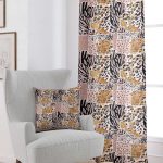 Kahverengi Pembe Zebra Leopar Desenli Dijital Baskılı Perde CGH359-PR