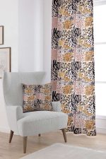 Kahverengi Pembe Zebra Leopar Desenli Dijital Baskılı Perde CGH359-PR