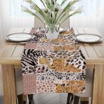 Kahverengi Pembe Zebra Leopar Desenli Dijital Baskı Runner - CGH359-RN