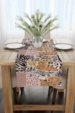 Kahverengi Pembe Zebra Leopar Desenli Dijital Baskı Runner - CGH359-RN