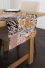 Kahverengi Pembe Zebra Leopar Desenli Dijital Baskı Runner - CGH359-RN - Görsel 2