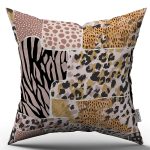 Kahverengi Pembe Zebra Leopar Desenli Dijital Baskı Kırlent Yastık Kılıfı - CGH359