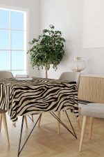 Kahverengi Siyah Zebra Desenli Dijital Baskılı Masaörtüsü CGH360-MS - Görsel 2