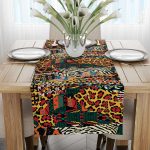 Siyah Karışık Renkli Leopar Zebra Desenli Dijital Baskı Runner - CGH361-RN