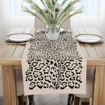 Siyah Bej Leopar Desenli Dijital Baskı Runner - CGH363-RN
