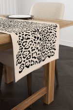 Siyah Bej Leopar Desenli Dijital Baskı Runner - CGH363-RN - Görsel 2