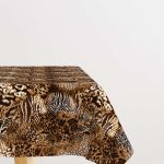 Kahverengi Beyaz Yılan Leopar Zebra Desenli Dijital Baskılı Masaörtüsü CGH369-MS