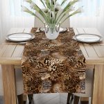 Kahverengi Beyaz Yılan Leopar Zebra Desenli Dijital Baskı Runner - CGH369-RN