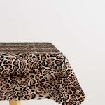 Kahverengi Siyah Leopar Desenli Dijital Baskılı Masaörtüsü CGH370-MS