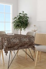 Kahverengi Siyah Leopar Desenli Dijital Baskılı Masaörtüsü CGH370-MS - Görsel 2