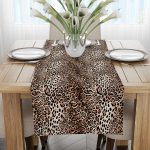 Kahverengi Siyah Leopar Desenli Dijital Baskı Runner - CGH370-RN