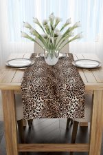 Kahverengi Siyah Leopar Desenli Dijital Baskı Runner - CGH370-RN
