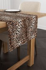 Kahverengi Siyah Leopar Desenli Dijital Baskı Runner - CGH370-RN - Görsel 2