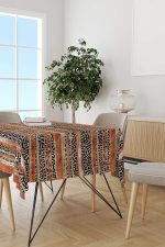 Kahverengi Turuncu Modern Leopar Desenli Dijital Baskılı Masaörtüsü CGH372-MS - Görsel 2